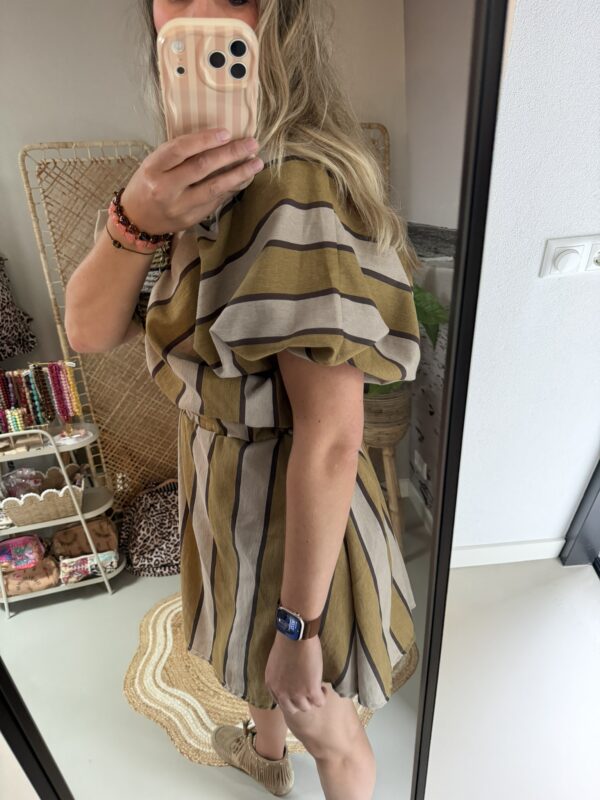Jurkje streep - Olijfgroen/Taupe
