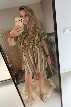 Jurkje streep - Olijfgroen/Taupe