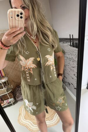 Set Palmtree - Olijfgroen/Beige
