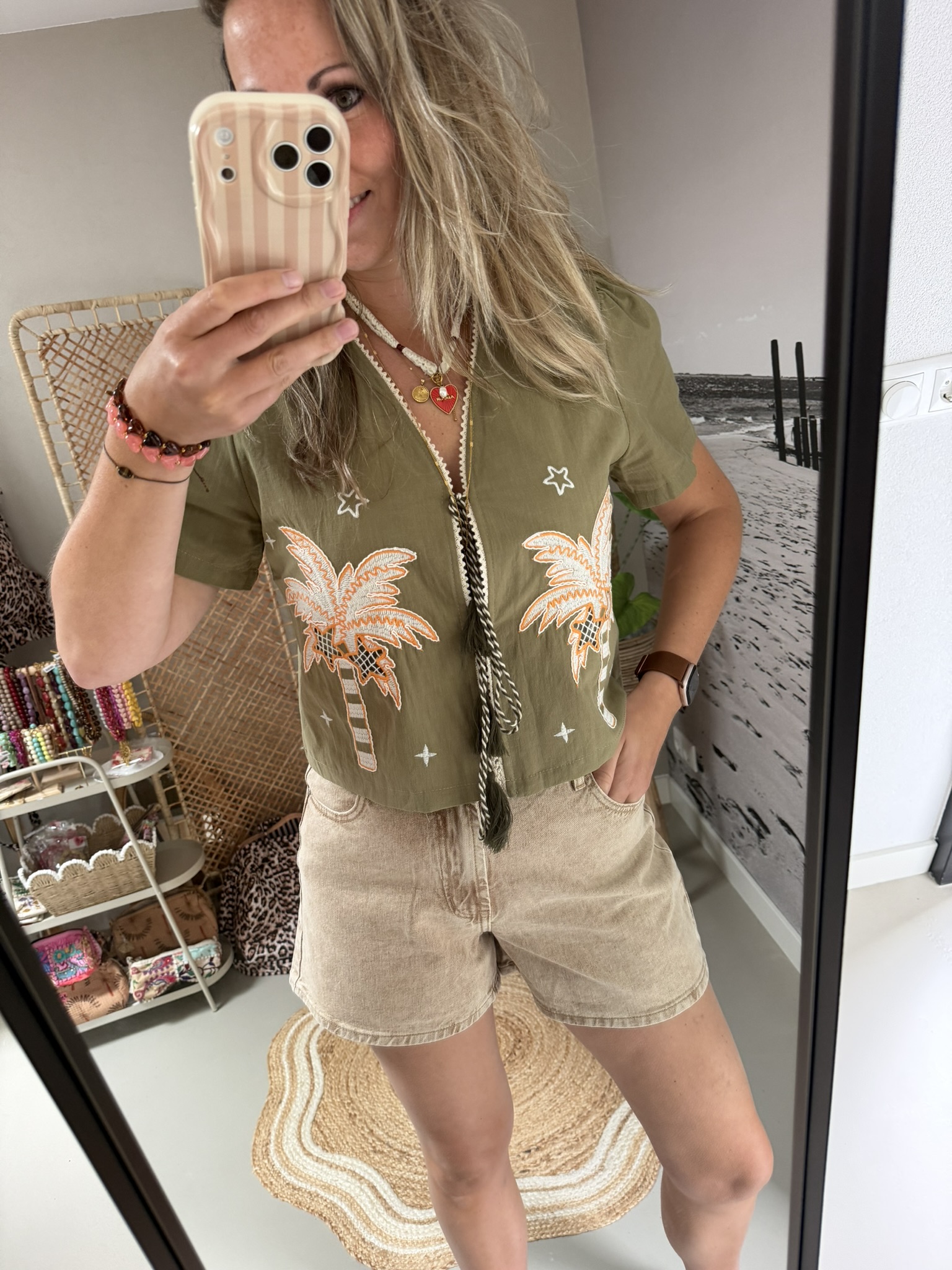 Set Palmtree - Olijfgroen/Beige - Afbeelding 4