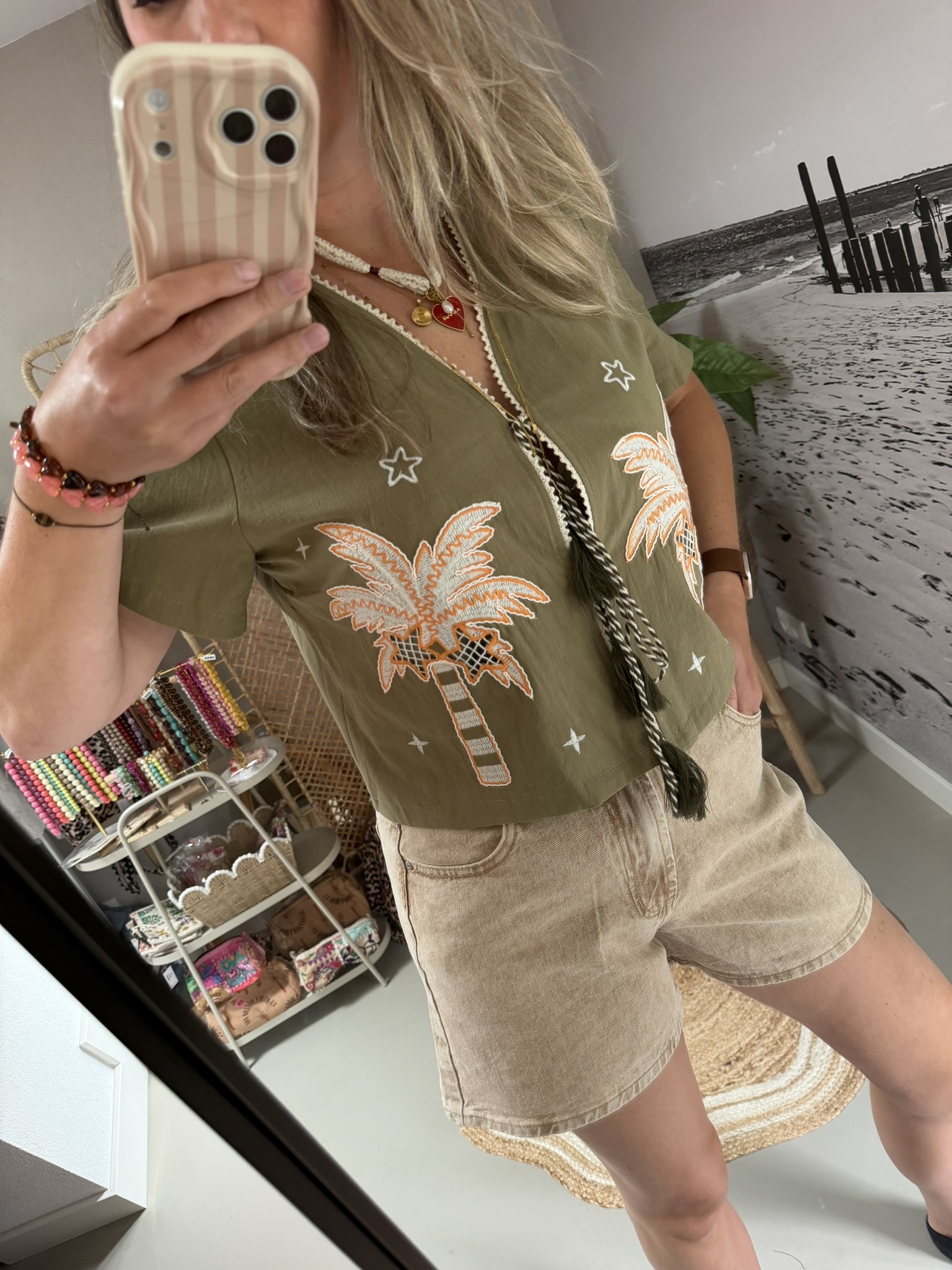 Set Palmtree - Olijfgroen/Beige - Afbeelding 3