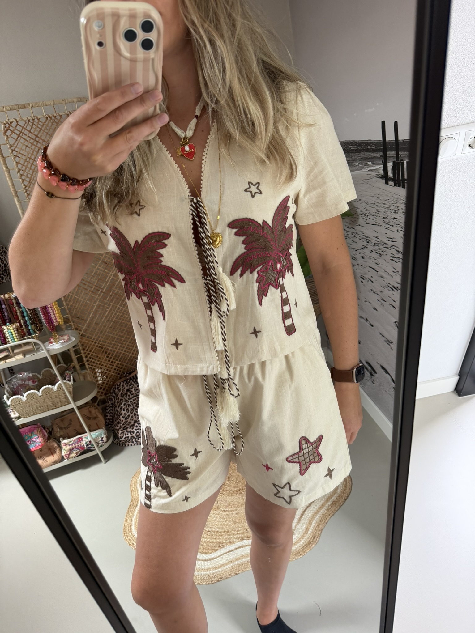 Set Palmtree - Beige/Roze - Afbeelding 2