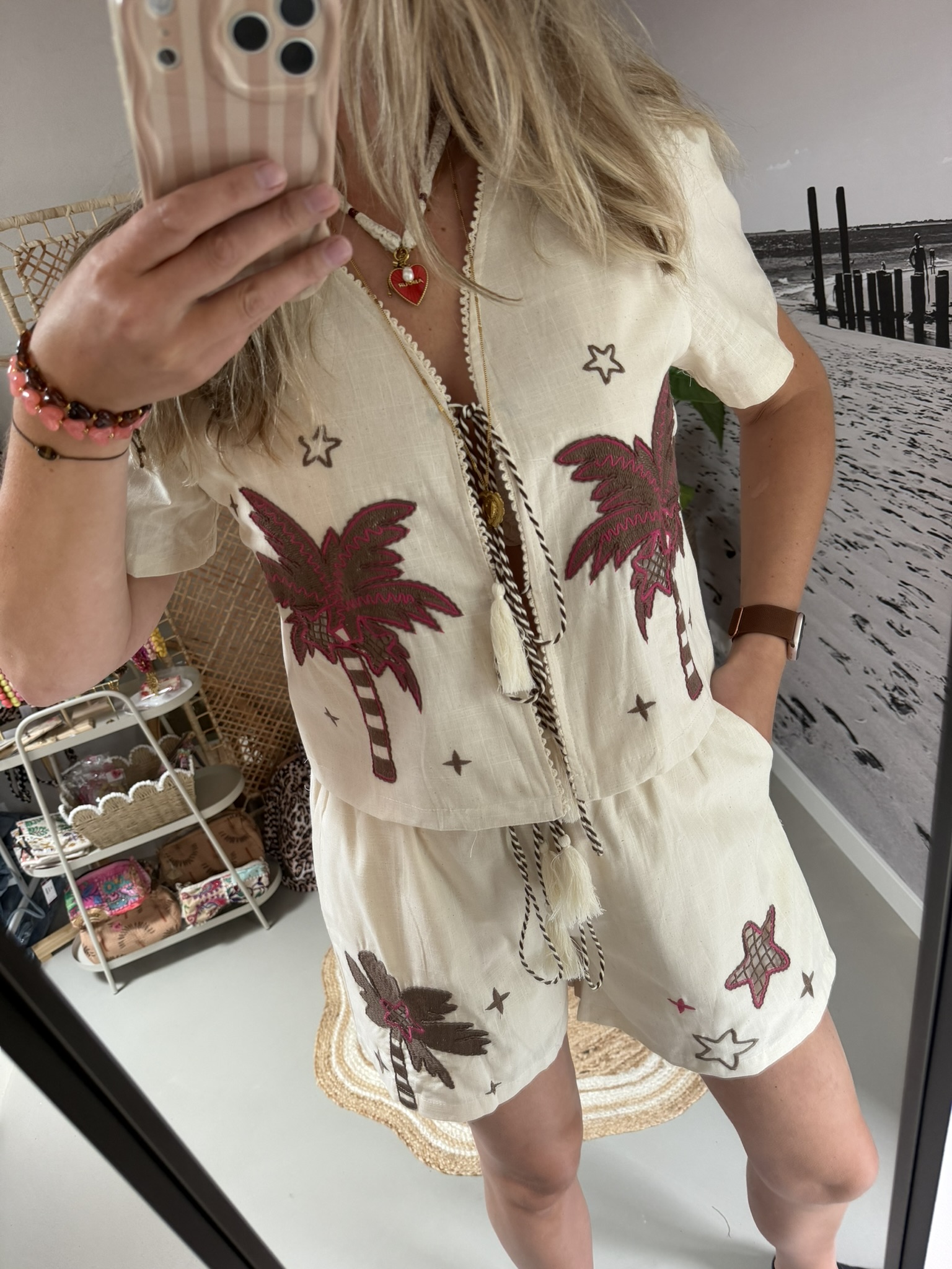 Set Palmtree - Beige/Roze
