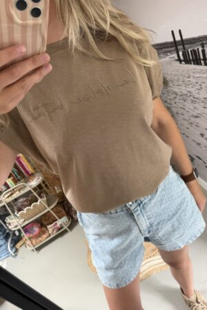 Top 'La Dolce Vita' - Kapmouwtje - Taupe