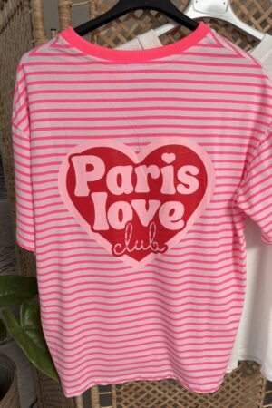 T-shirt 'Paris Love' - Wit/Roze