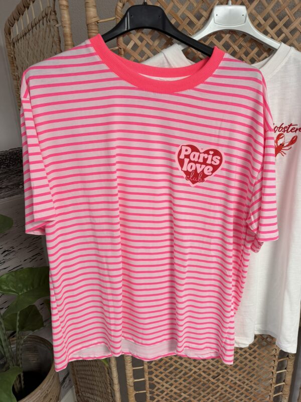 T-shirt 'Paris Love' - Wit/Roze