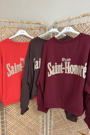 Sweater 'Rue Saint-Honoré - Bruin/Bordeaux/Rood