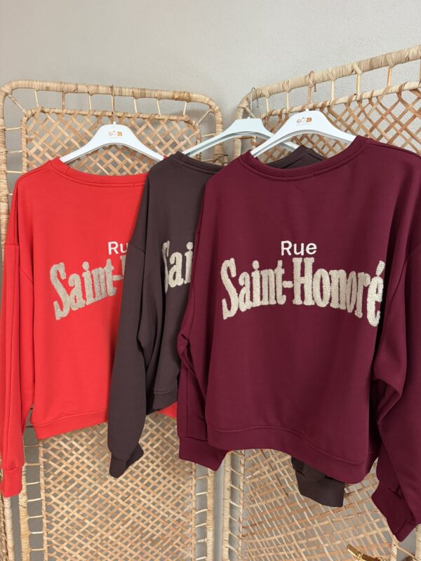 Sweater 'Rue Saint-Honoré - Bruin/Bordeaux/Rood