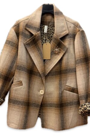 Blazer Ruitjes - Bruin met panter voering
