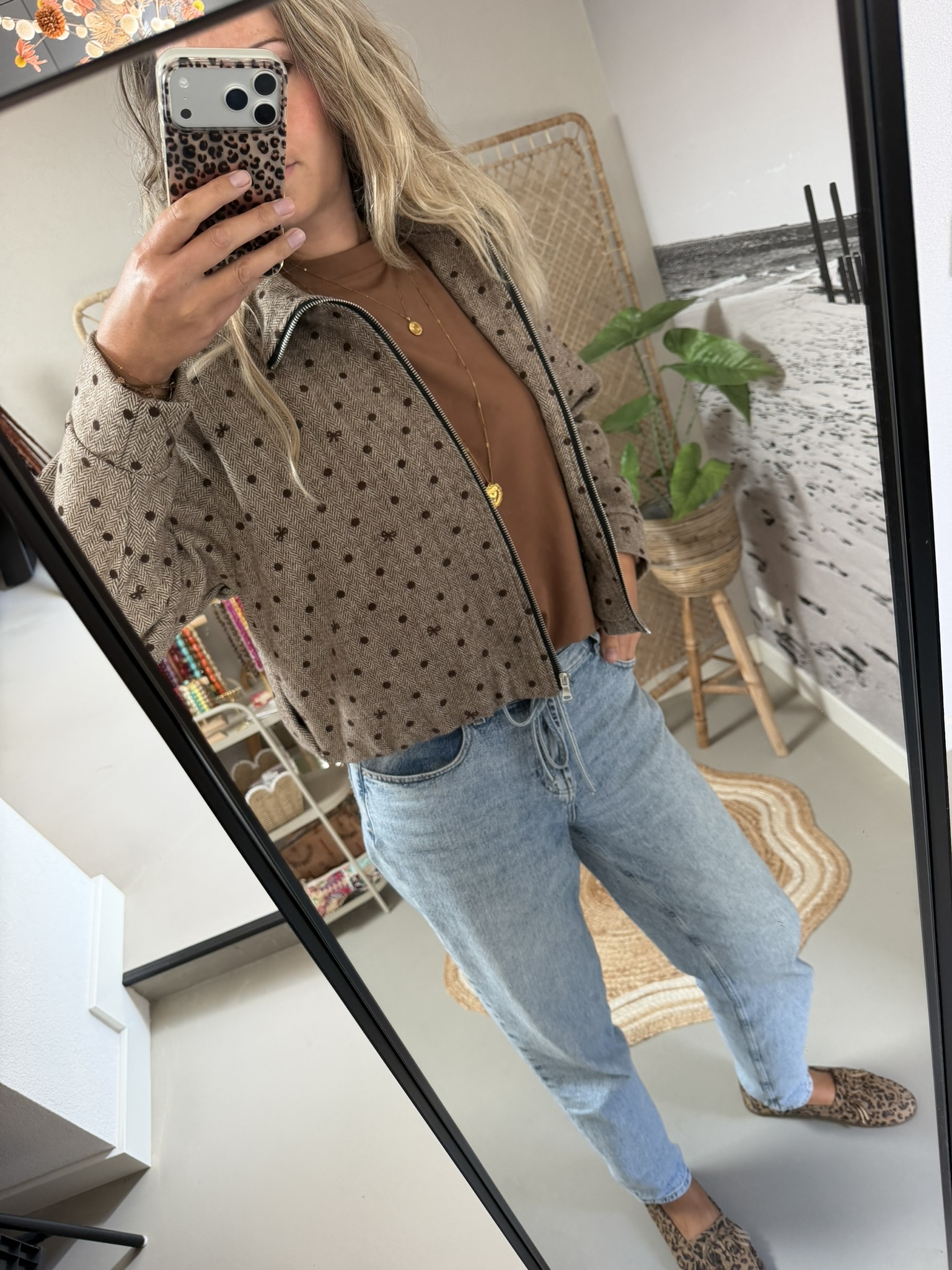 Jacket - Taupe met stipjes - Afbeelding 3