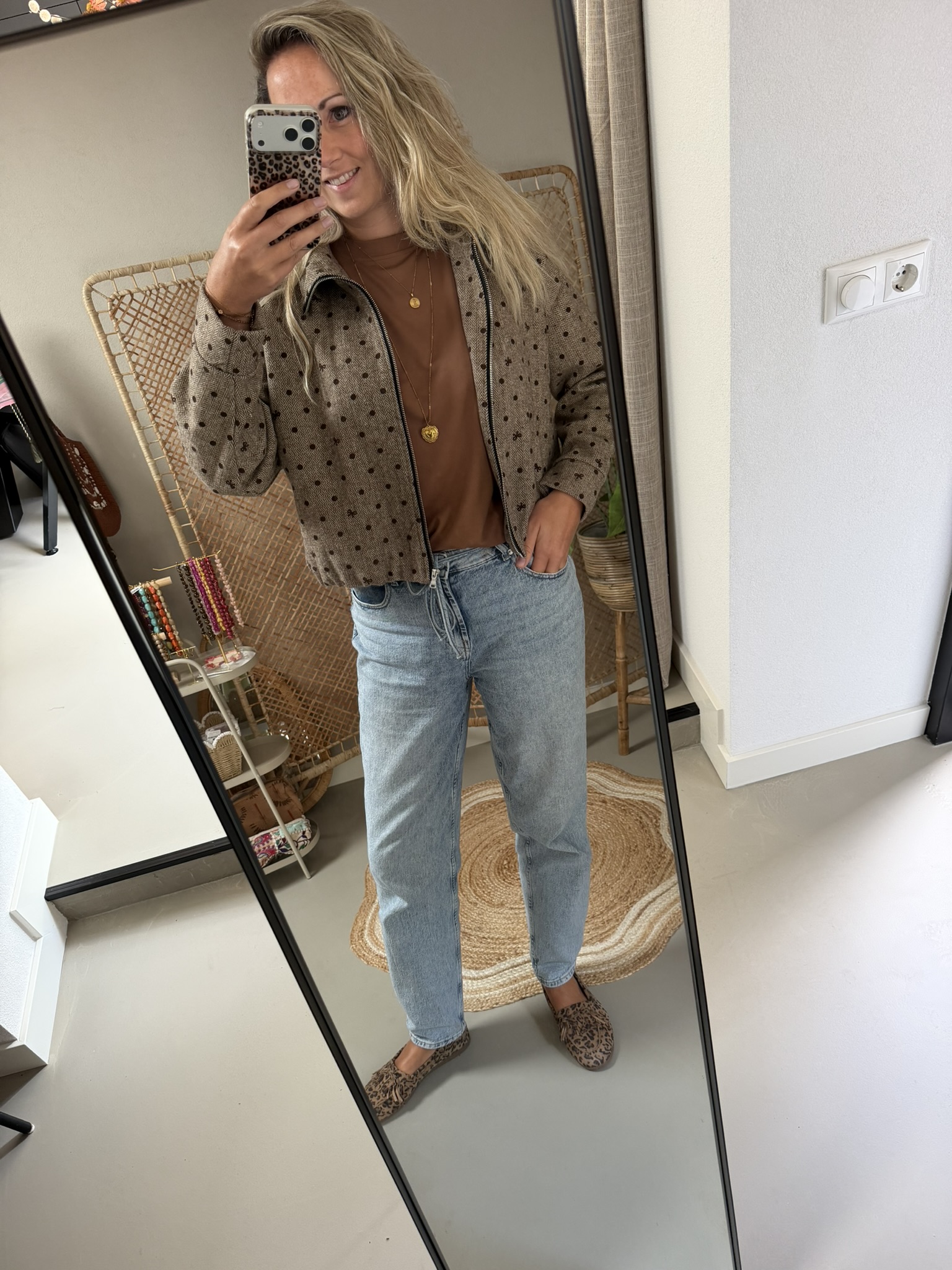 Jacket - Taupe met stipjes - Afbeelding 2