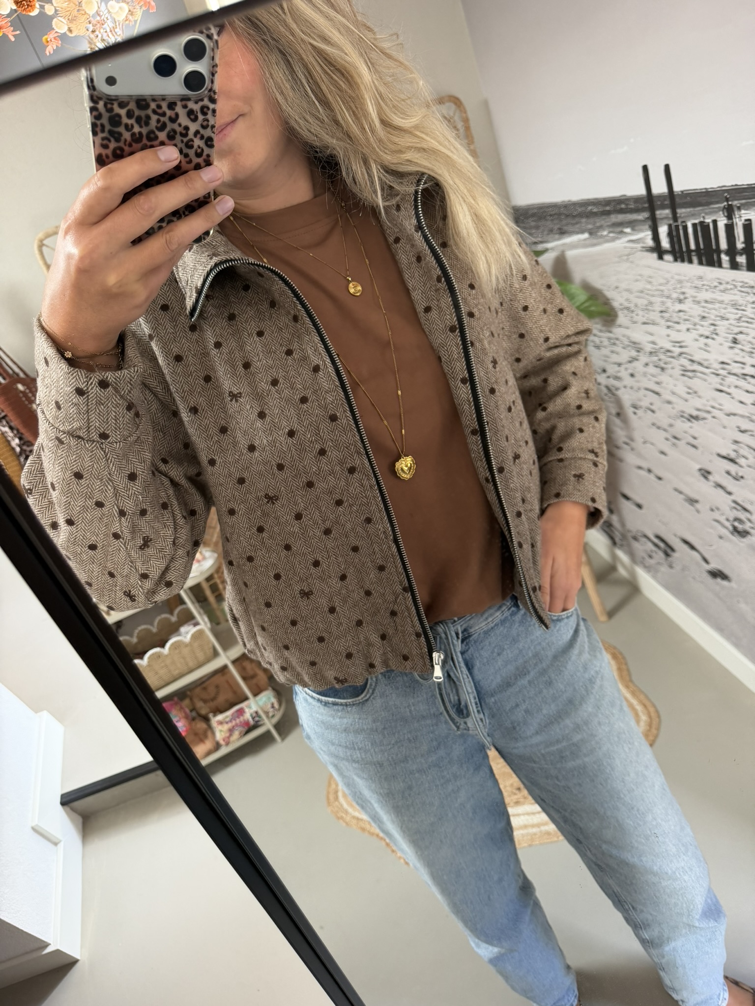Jacket - Taupe met stipjes