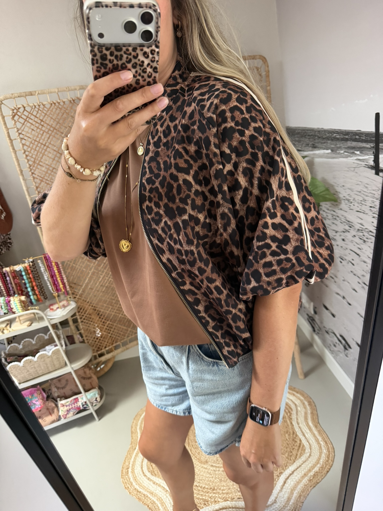 Panter jacket - 3/4 mouwtje met beige bies - Afbeelding 3