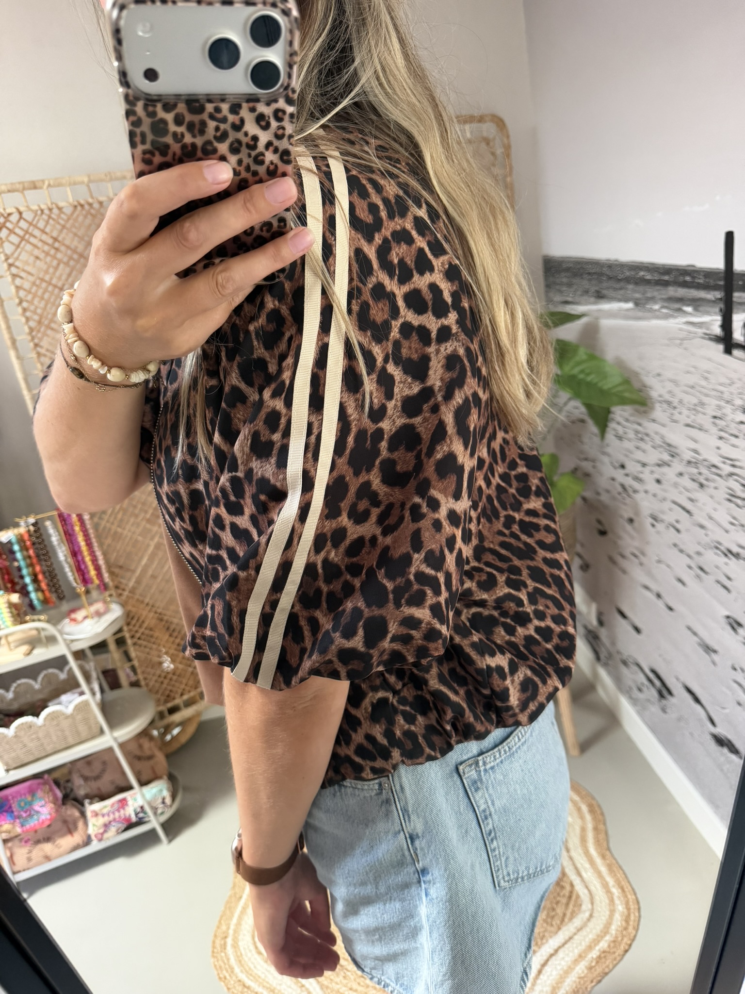 Panter jacket - 3/4 mouwtje met beige bies - Afbeelding 4