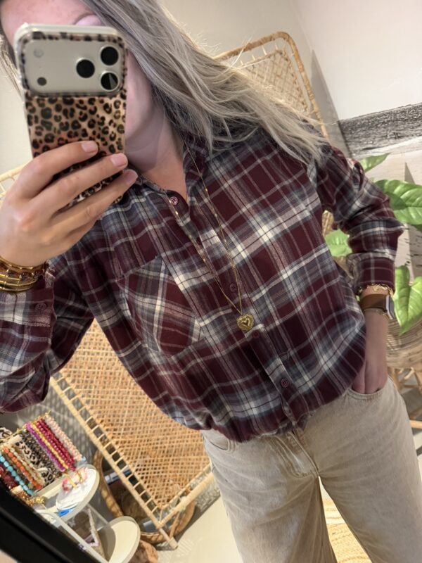 Blouse Ruitjes - Bordeaux/Beige/Blauw