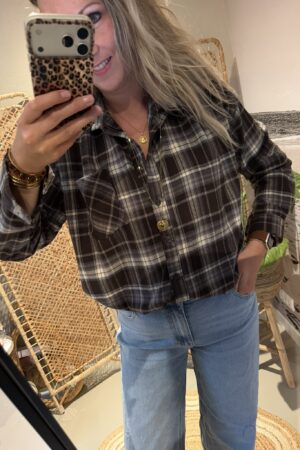 Blouse Ruitjes - Bruin/Beige/Blauw
