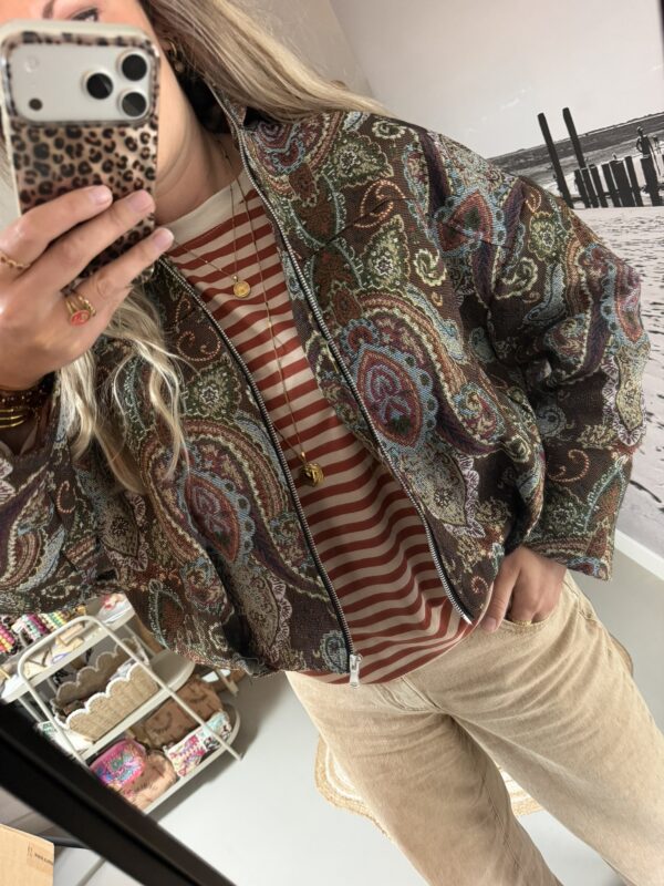 Bomberjasje met Paisleyprint - Bruin/Multicolour