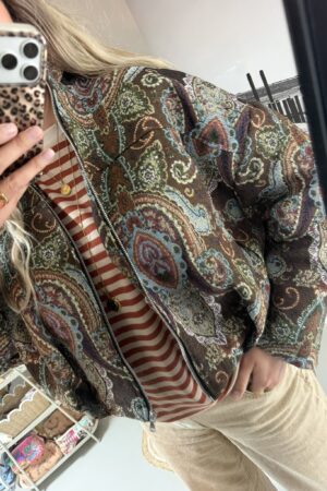 Bomberjasje met Paisleyprint - Bruin/Multicolour