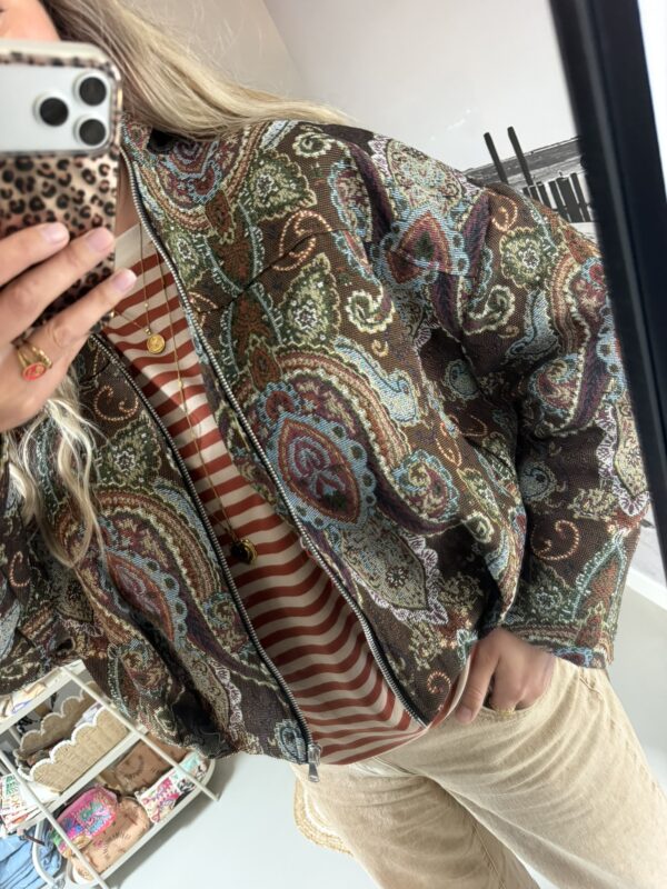 Bomberjasje met Paisleyprint - Bruin/Multicolour