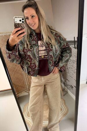 Bomberjasje met Paisleyprint - Bordeaux/Multicolour