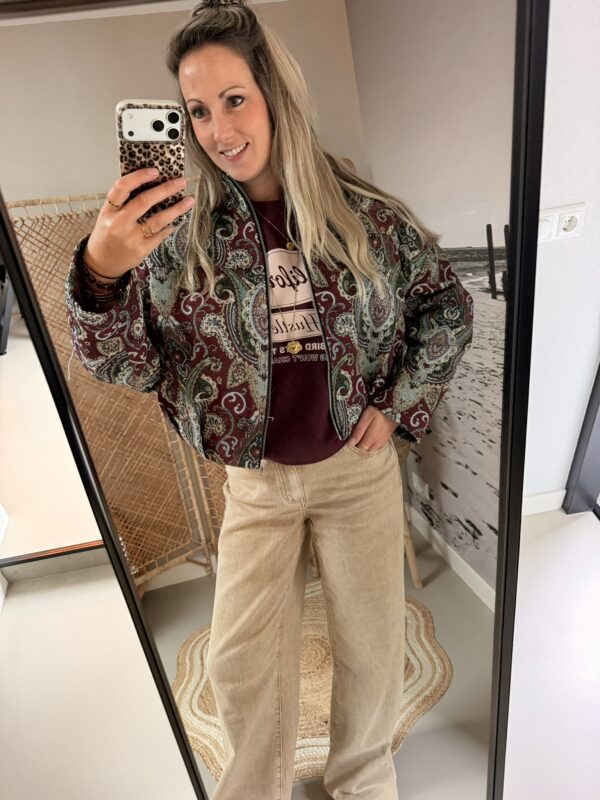 Bomberjasje met Paisleyprint - Bordeaux/Multicolour