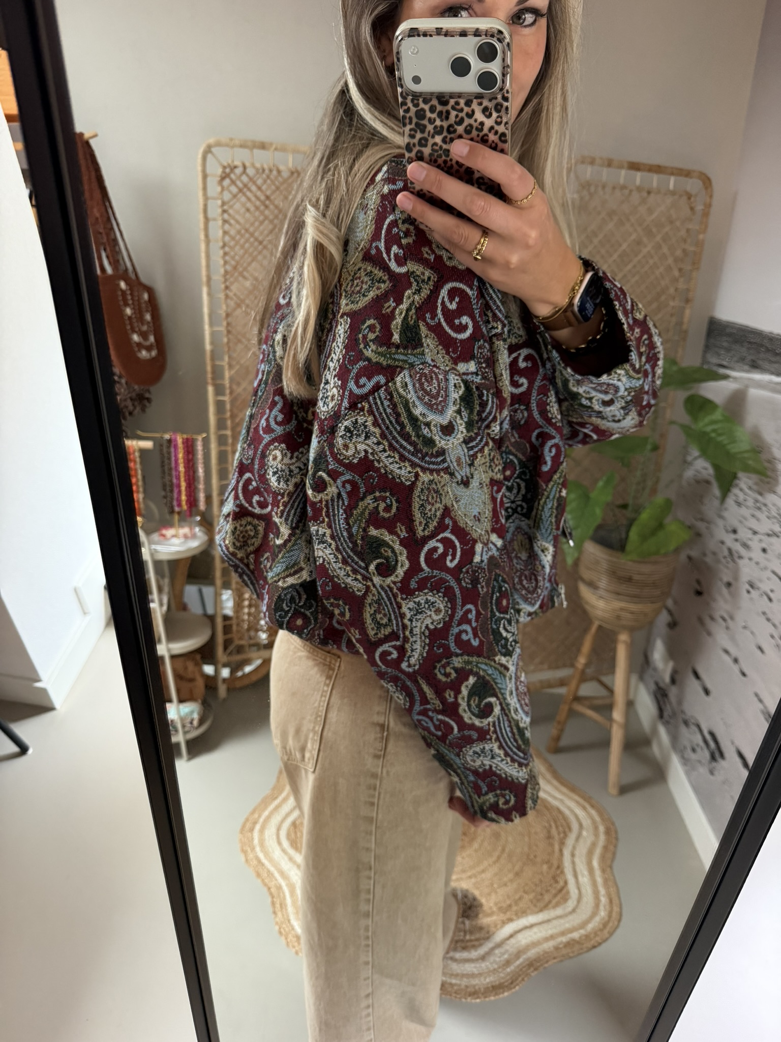 Bomberjasje met Paisleyprint - Bordeaux/Multicolour - Afbeelding 3