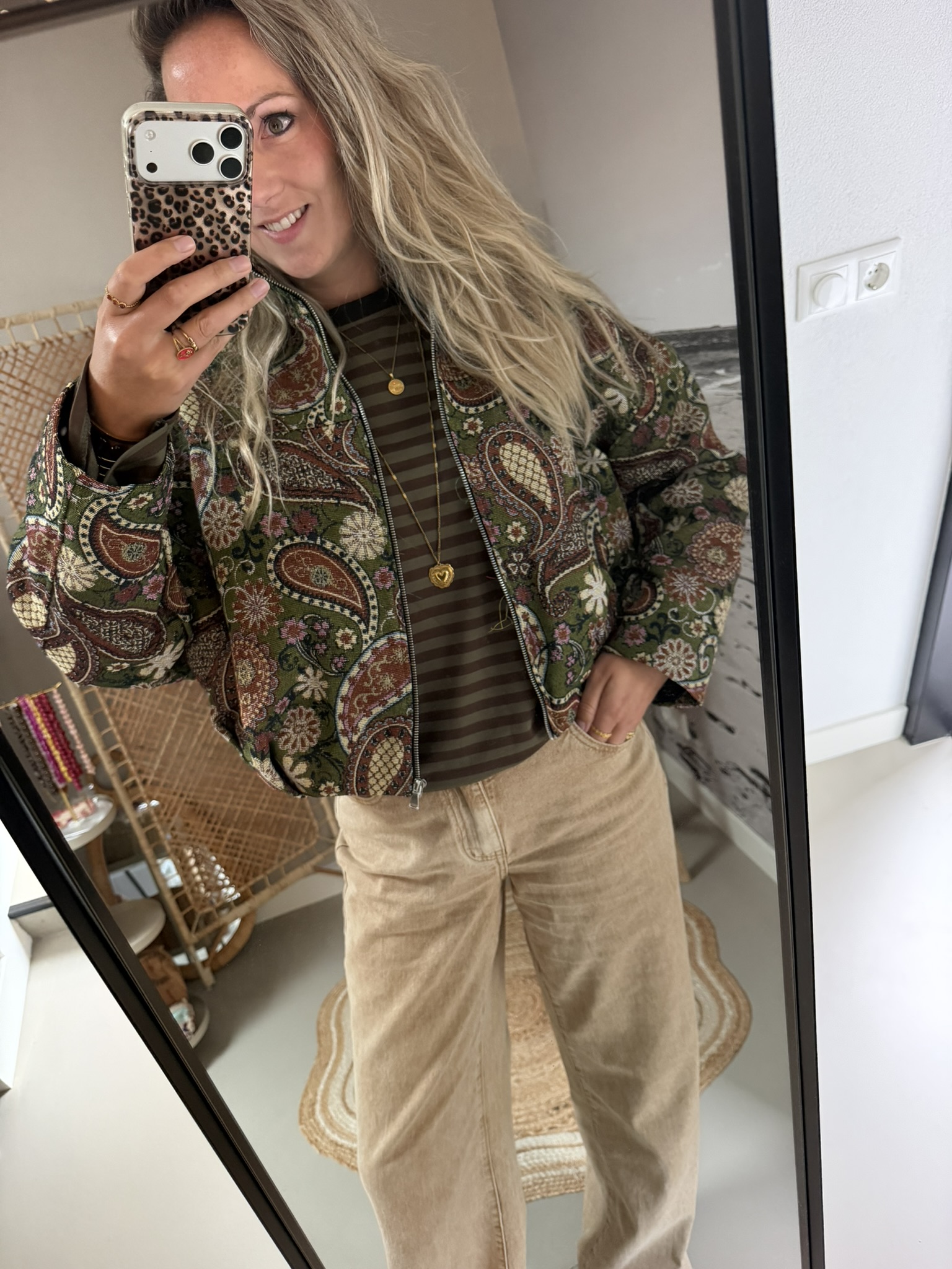 Bomberjasje met Paisleyprint - Groen/Multicolour - Afbeelding 6