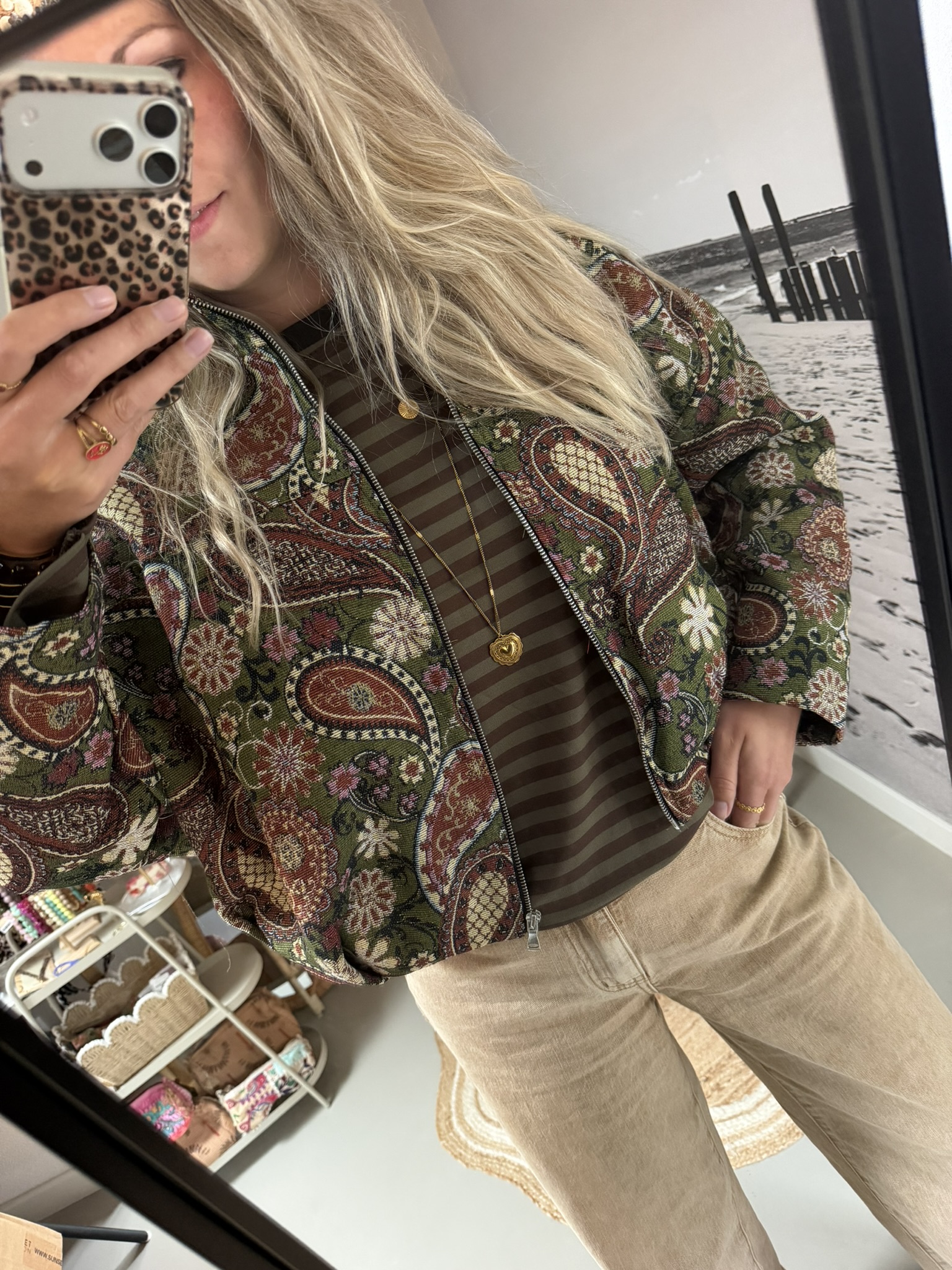 Bomberjasje met Paisleyprint - Groen/Multicolour - Afbeelding 2