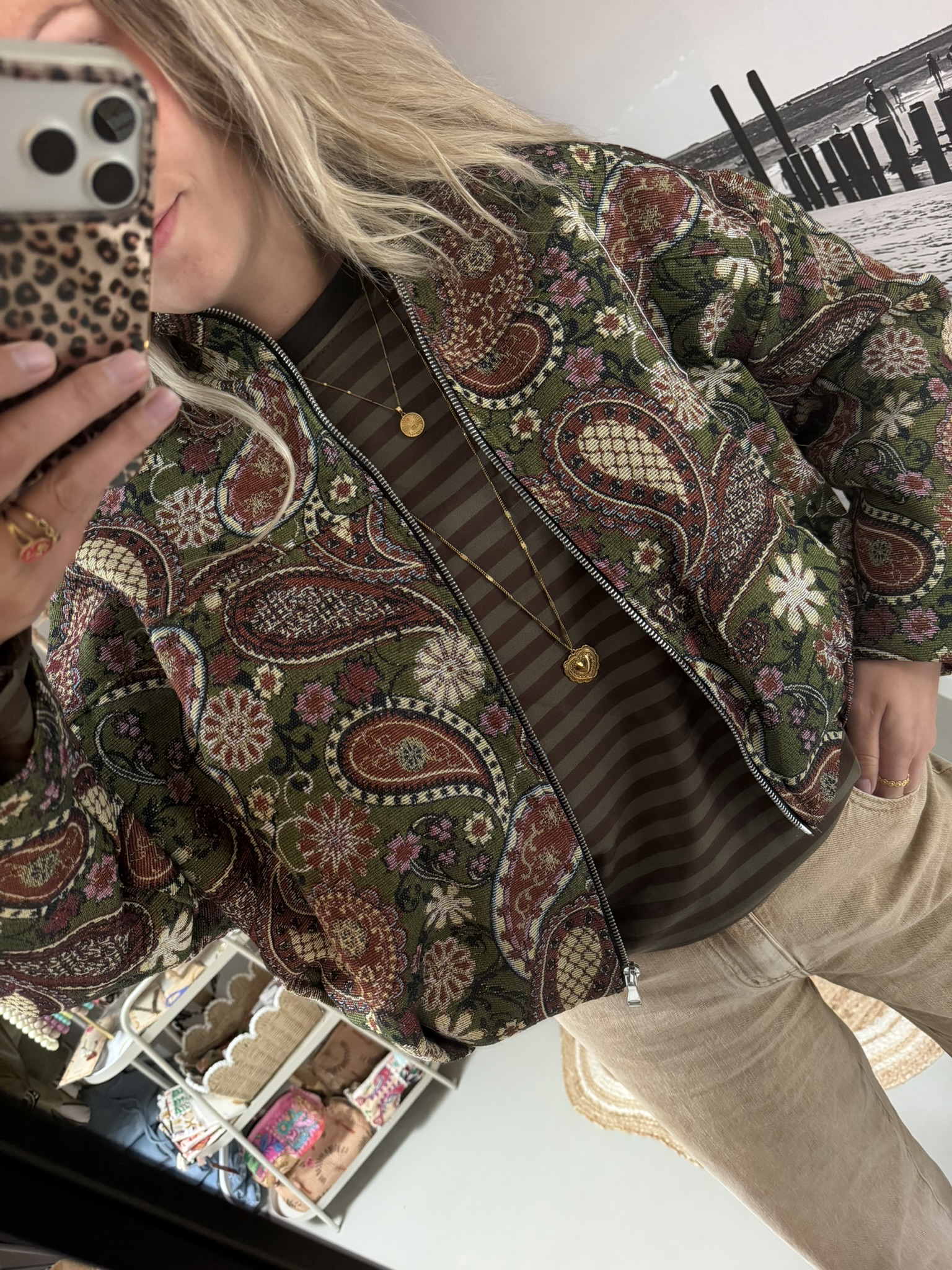 Bomberjasje met Paisleyprint - Groen/Multicolour - Afbeelding 3