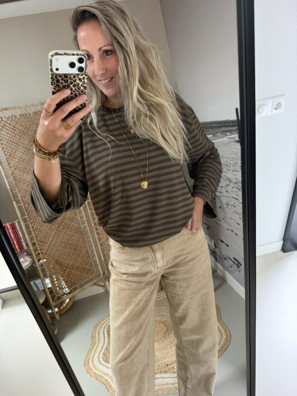 Longsleeve streep - Groen/Bruin