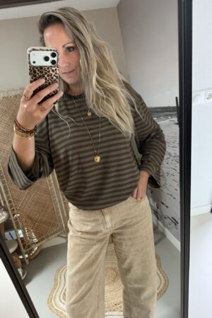 Longsleeve streep - Groen/Bruin