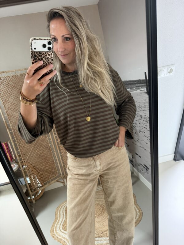 Longsleeve streep - Groen/Bruin