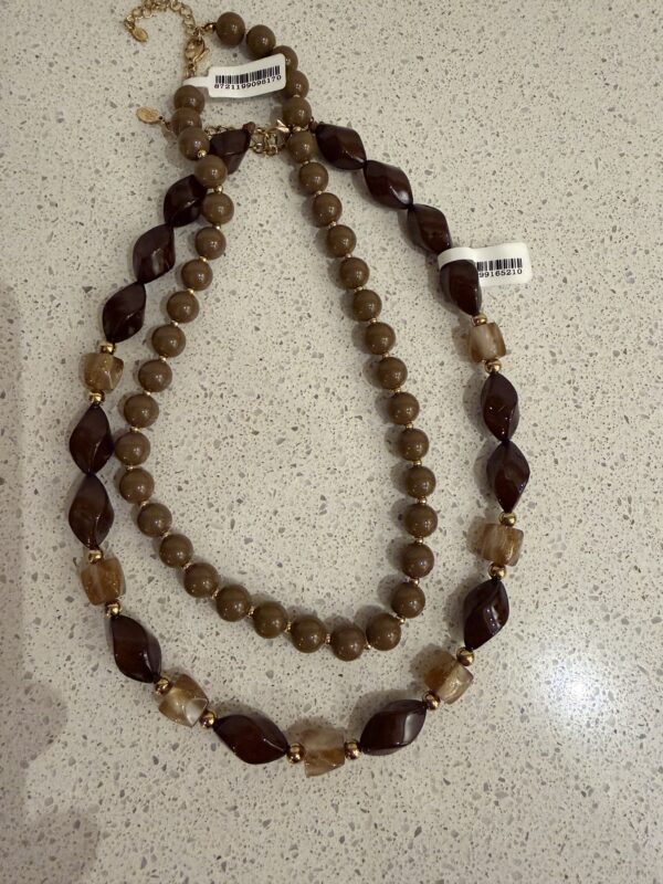 Ketting kleine kraal - Bruin/Goud