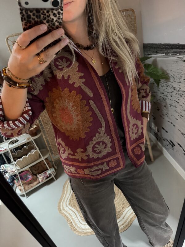 Uniek jasje “Boho” - Bordeaux/Bruin