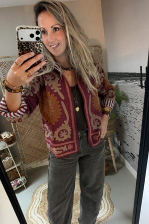 Uniek jasje “Boho” - Bordeaux/Bruin