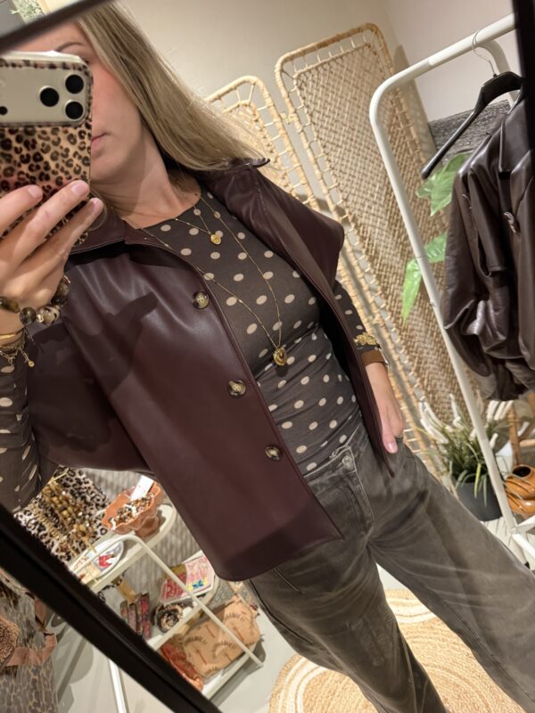 PU leer blouse - Bordeaux