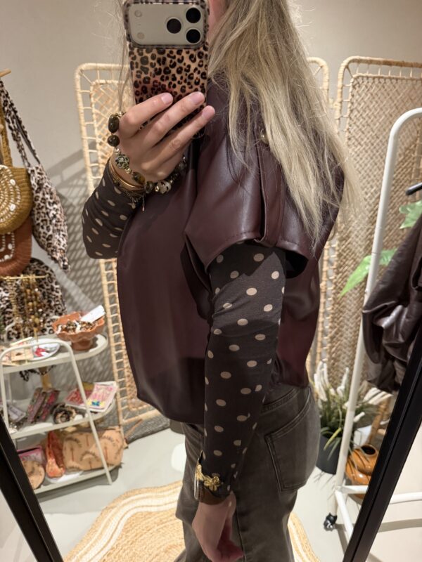 PU leer blouse - Bordeaux
