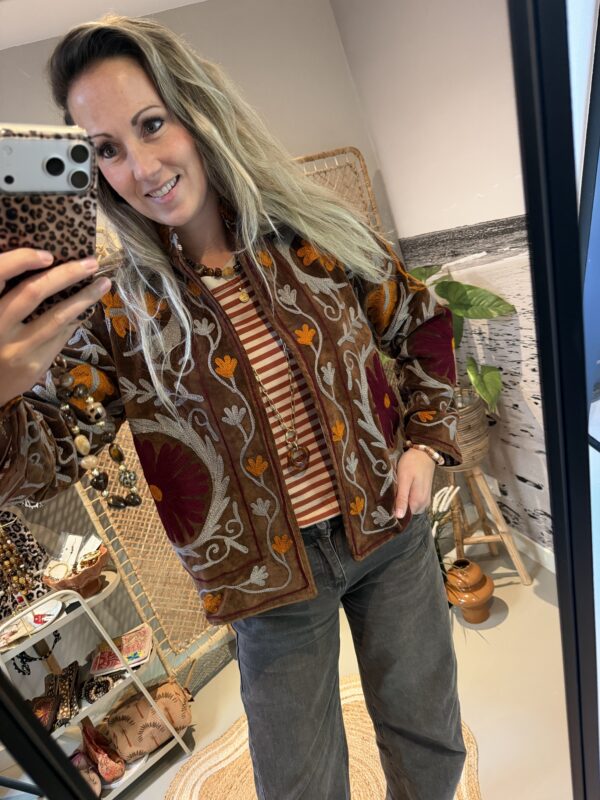 Uniek jasje “Boho” - Bruin/Bordeaux/Oranje
