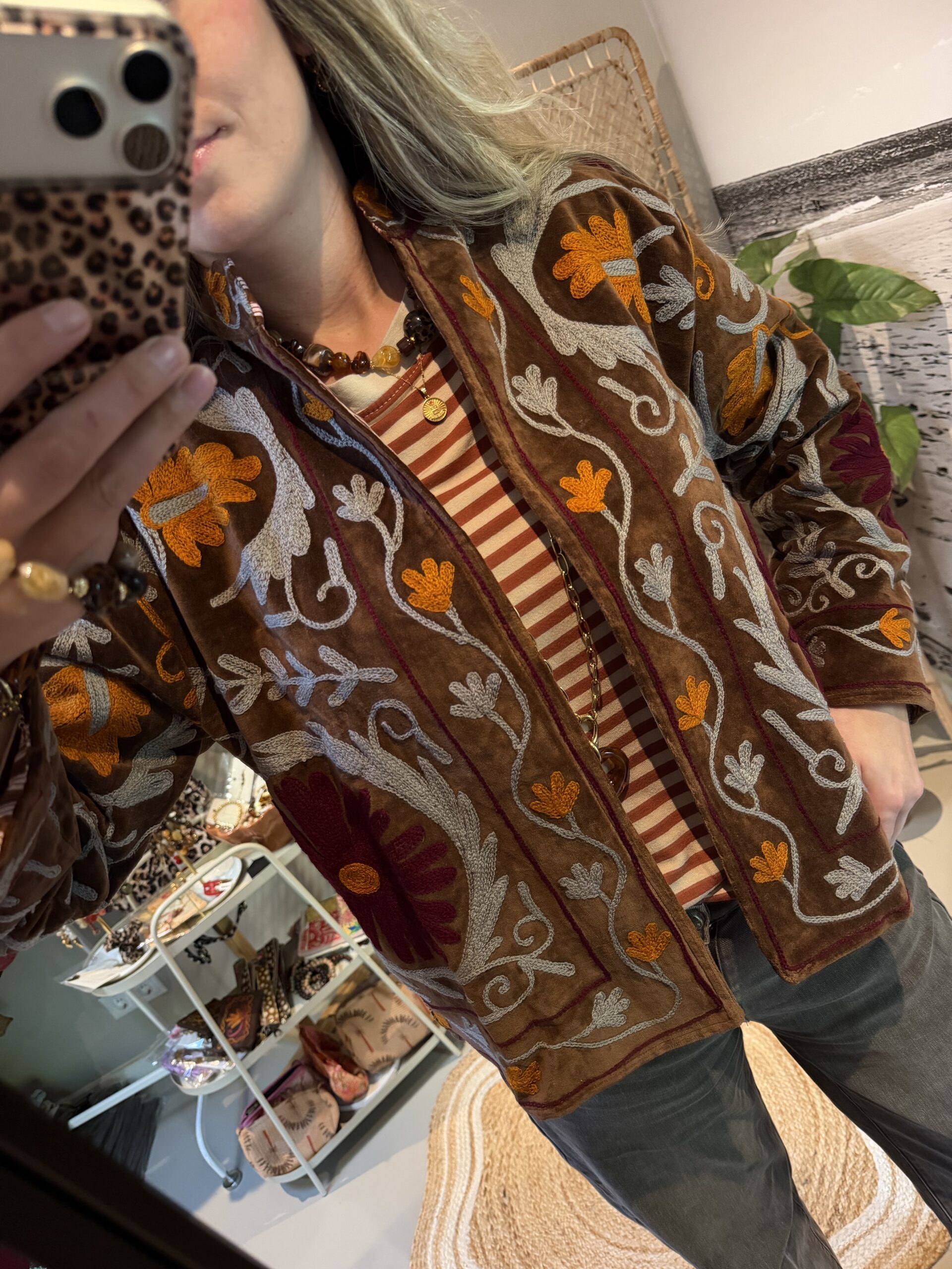 Uniek jasje “Boho” - Bruin/Bordeaux/Oranje - Afbeelding 4