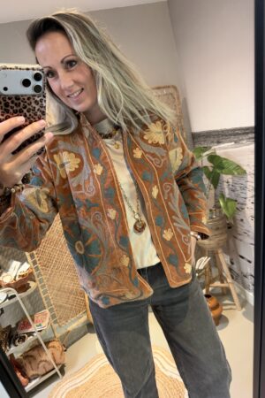 Uniek jasje “Boho” - Camel/Blauw/Beige