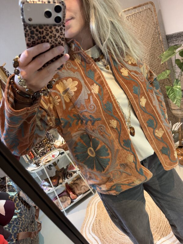 Uniek jasje “Boho” - Camel/Blauw/Beige