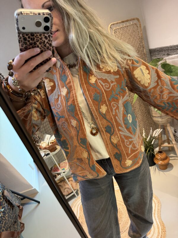 Uniek jasje “Boho” - Camel/Blauw/Beige