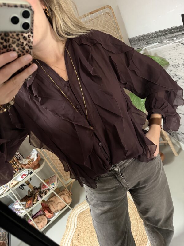 Ruffle blouse - Choco brown