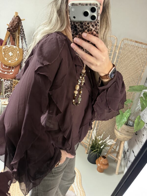 Ruffle blouse - Choco brown