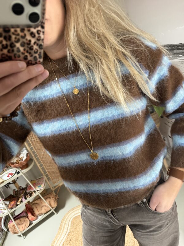 Fluffy trui Bruin/Blauw Azzurro