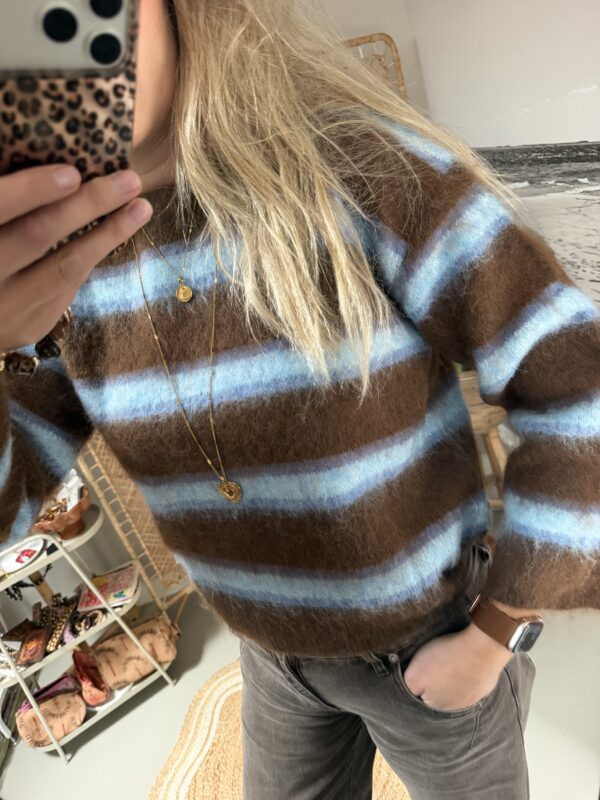 Fluffy trui Bruin/Blauw Azzurro