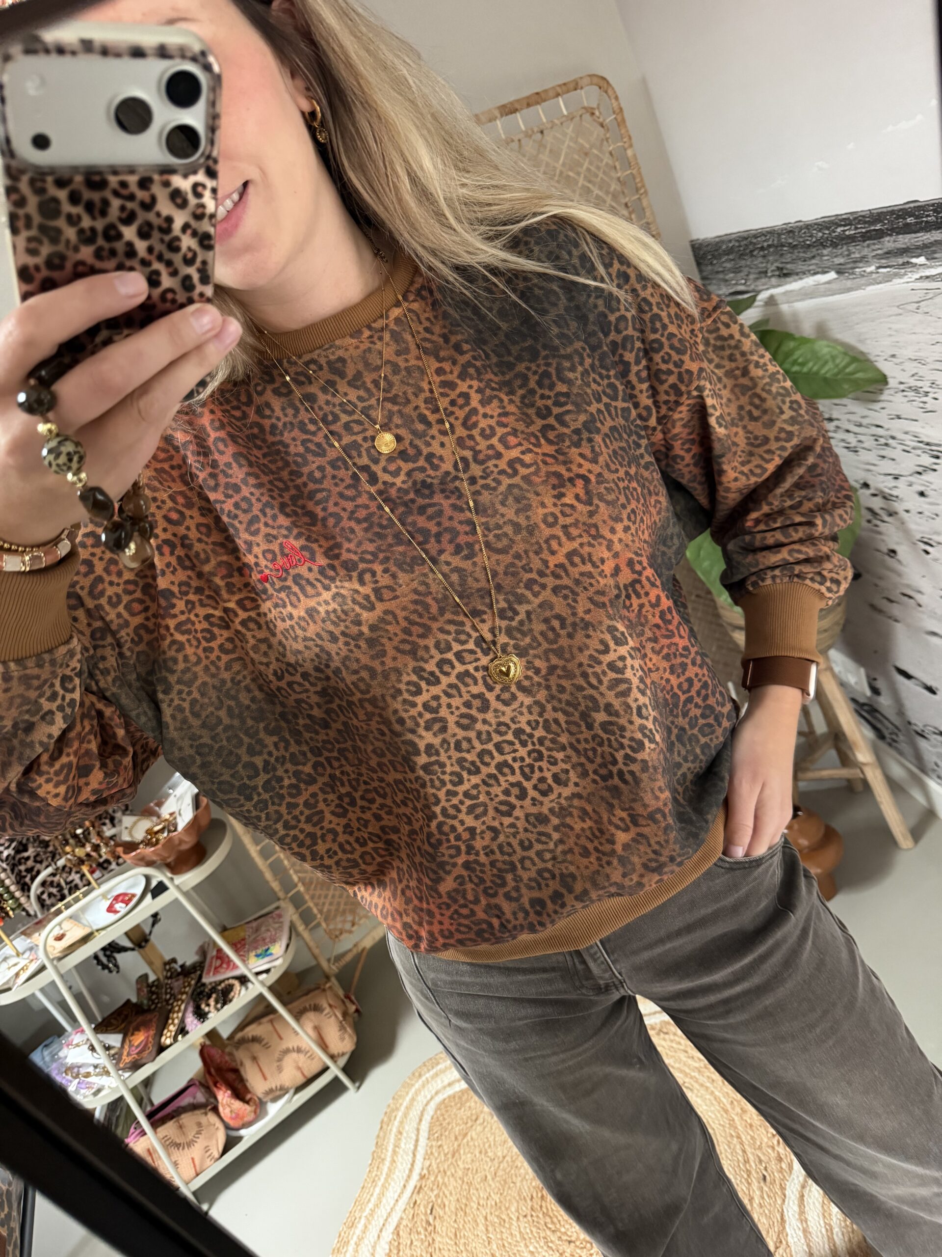 Leopard Sweater - Camel/Brown Azzurro