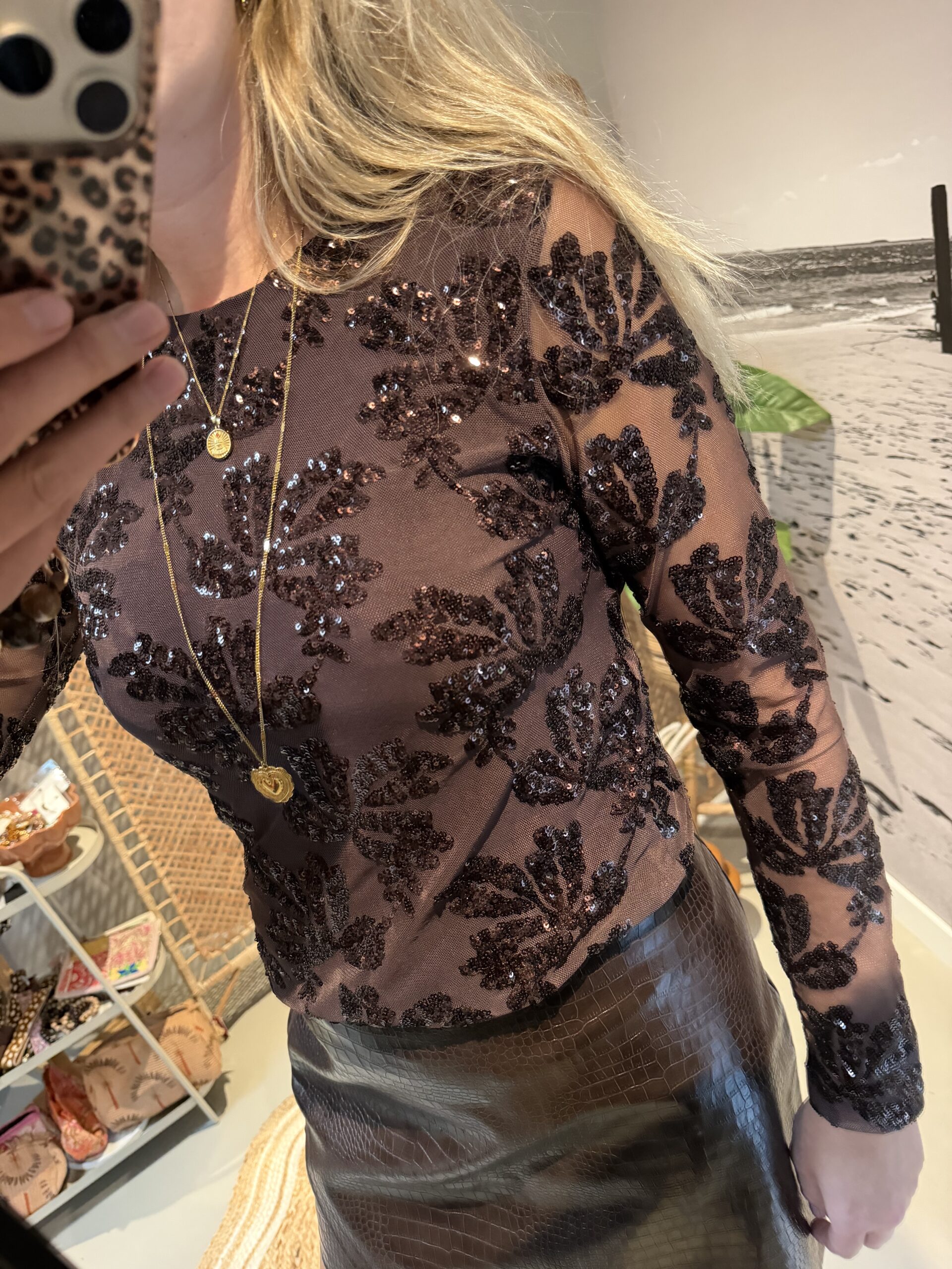 Glitter Top ✨ - Bruin - Afbeelding 4