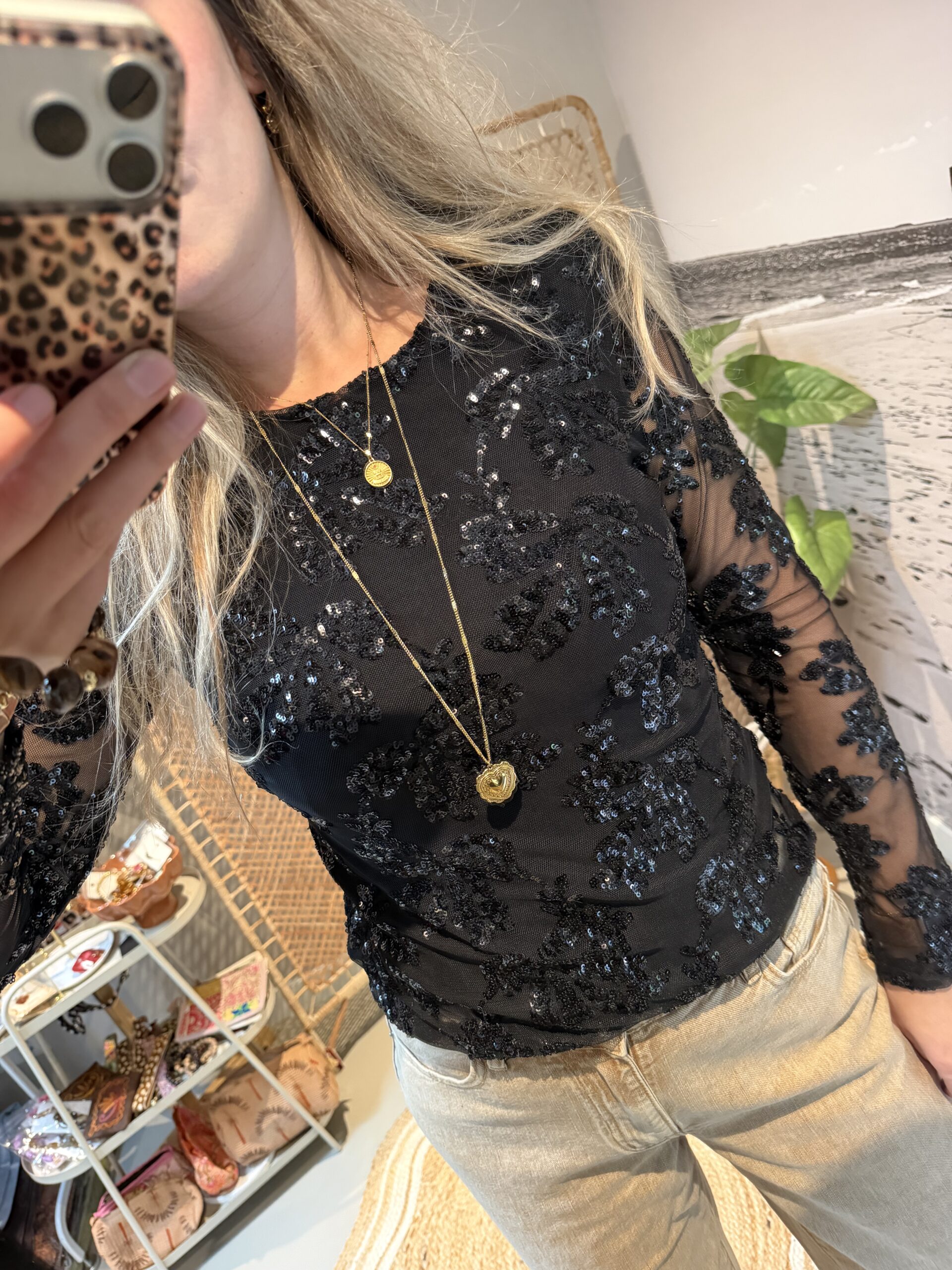 Glitter Top ✨- Zwart